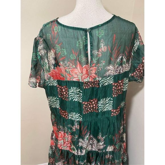 Anthropologie x Bhanuni Jyoti Tiered Short-Sleeve Dress Size 2X Plus - Picture 8 of 10